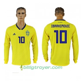 Billige Fotballdrakter Sverige Ibrahimovic 10 VM 2018 Hjemmedraktsett Langermet